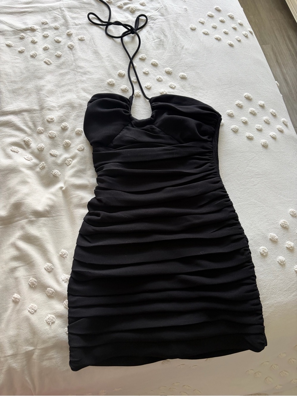 Zara Black Ruched Halter Mini Dress